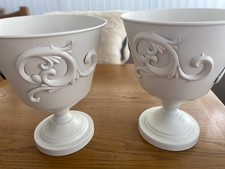 2 x Soft White Metal Urn Style