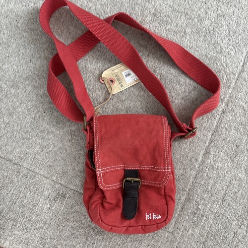 Fatface red canvas crossbody - red,