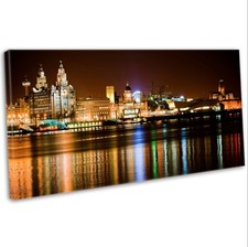 Canvas Print Liverpool Skyline Over The Mersey Panoramic Framed Art Picture