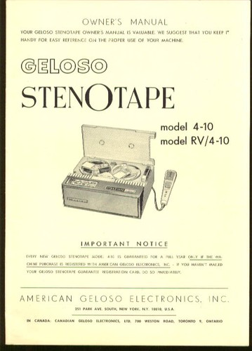 Geloso stenotape model 10 - geloso,