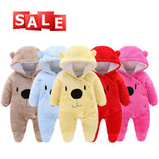 Newborn Baby Boy Girl Kids Bear Hooded Romper Jumpsuit Bodysuit Clothes Outfits~