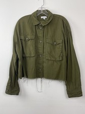 TOPSHOP Military Cut Off Womens Green Khaki Jacket Size US 8-10 Medium Shirt