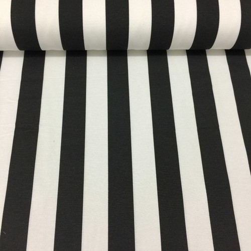 Black white stripe fabric - black,