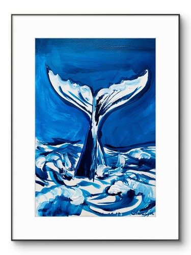 Signed original sea whale - original,