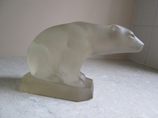 ART DECO FROSTED ART GLASS - LARGE & HEAVY POLAR BEAR - MARKED 'GEZA'   C.1930's