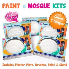 Paint A Mosque Kit - Islamic Plaster Painting 5 Designs Desi Doll Kaaba Masjid