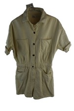 ZARA Beige Short Denim Jump Suit size M Womens Casual Outdoors Outerwear