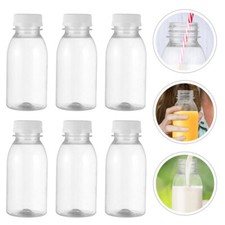 6 / 12 / 24 Pcs Small Bottles with Lids Milk Bottles Clear Caps Fruit Juice Mini