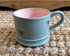 Gabriella Miller Handmade Blue Pink Roses Small Ceramic Children's Mug - CHIPPED