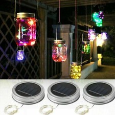 1-6x Solar Powered LED Fairy String Lights Mason Jar Lid Lamp Garden Party Decor