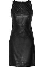 WALTER BAKER Party Sexy Night  Black Real Leather Dress with a quilted panels