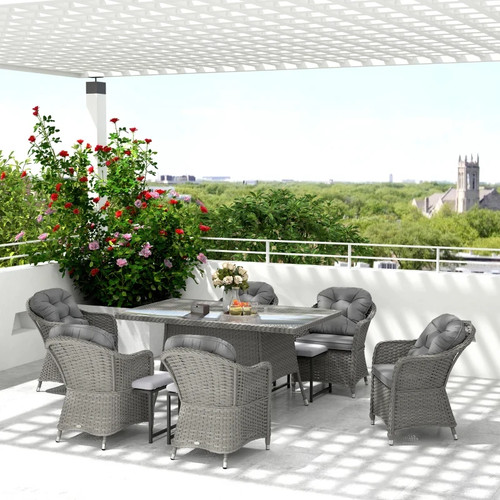 Rattan garden dining set large - garden,
