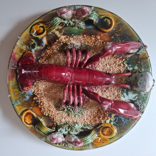 Vintage majolica lobster wall - majolica,