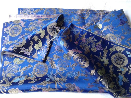 Blue gold multi satin - blue/gold/multi, satin/faux