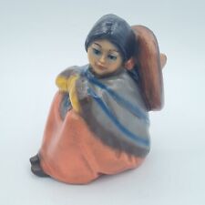 Kitsch Folk Art Mexican Girl Hand Painted Figurine Sitting Retro Kitsch
