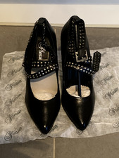 Studded Stiletto Strap High Heel Court Pump Shoe Kinky Sexy BSDM Bondage Fetish