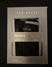 Men Ted Baker 2 Pairs Underwear Trunks  Black Cotton Stretch Medium
