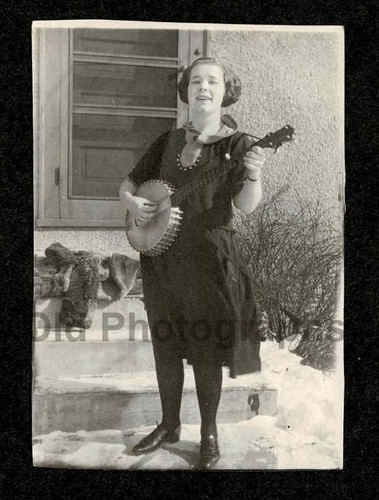 Woman playing banjo - woman,