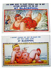 Postcards (2). Seaside Humour. BLACKPOOL. [Fat Ladies]. Postally used. VG.