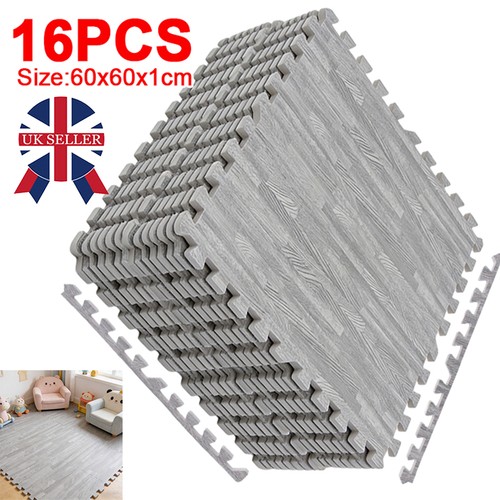 Grey wooden grain foam tiles - foam,