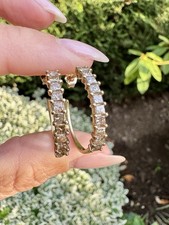 9ct Gold 2.00 Ct Princess Cut Natural Diamond Earrings Certified