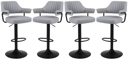 Grey plush bar stools - 4,