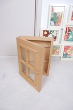 Wooden Key Cabinet holder wall box home organizer handmage glass door beige