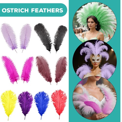 10x large ostrich feathers - 5-10x,