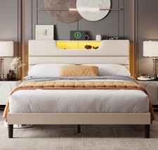 Queen Platform Bed Frame Beige