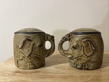 John Buck Studio Pottery Elephant Salt And Pepper Shaker Set