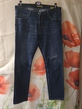 Versace Men's Slim Fit Straight Leg Jeans Bright Blue Pre-Loved Size W36 L34 VGC