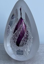 Svaja Large Art Glass Faceted Frosted Paperweight Labelled and Signed