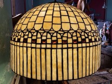 Tiffany Floor Lamp Cream Vintage Rare Stained Glass Interior 3 Bulbs X Lg D 54cm