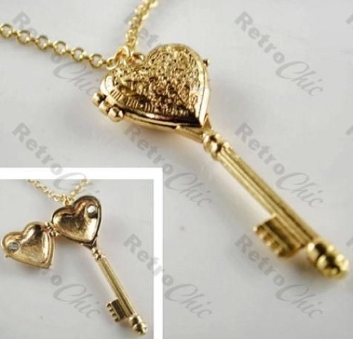Ornate key locket pendant - ornate,