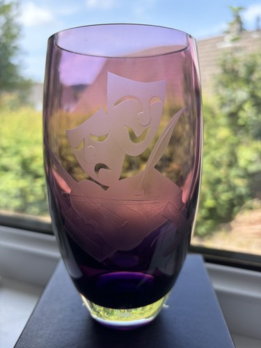 Caithness glass vase - vase, amethyst