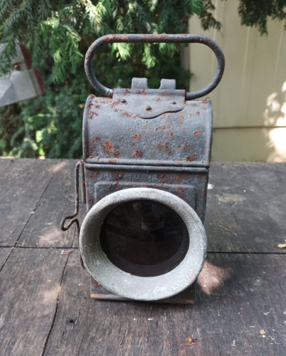 Vintage railway red lamp - railway,