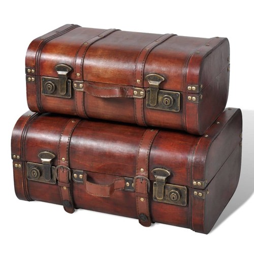 Vintage wooden storage trunk - vintage,