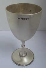 SUPERB LARGE 6.5" HEAVY 209g ANTIQUE VICTORIAN 1867 STERLING SILVER WINE GOBLET