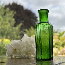 Hexagonal 1 oz Green Not To Be Taken Vintage Glass Poison Bottle