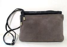 Jones Bootmaker Black Real Leather Grey Suede Crossbody Shoulder Bag Handbag