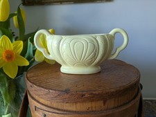 Vintage England PPC Pottery Art Deco Trophy Mantle Vase Mini Small Yellow Plant