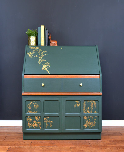 Green teak bureau - bureau, writing