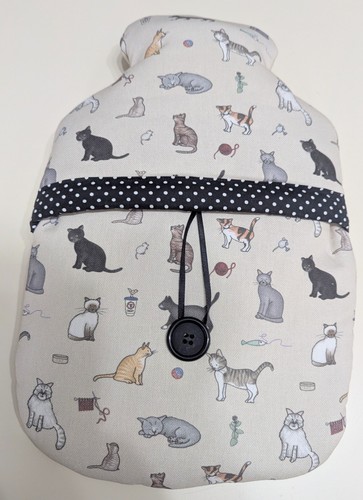 Cat fabric hot water bottle - cat,