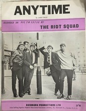 THE RIOT SQUAD - ‘ANYTIME’ RARE SHEET MUSIC. NICE CONDITION. JOE MEEK RELATED