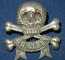 GENUINE 17TH / 21ST LANCERS BRITISH MILITARY CAP BADGE - WHITE METAL - 2 LUGS