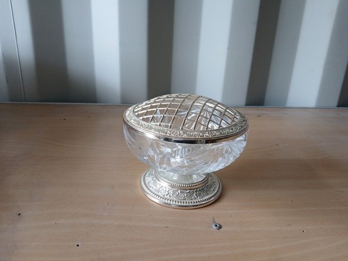 Cut glass and silver rose - cut,