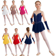 Girls Rhinestones Figure Skating Dress Gymnastics Ballet Dance Leotard Dancewear