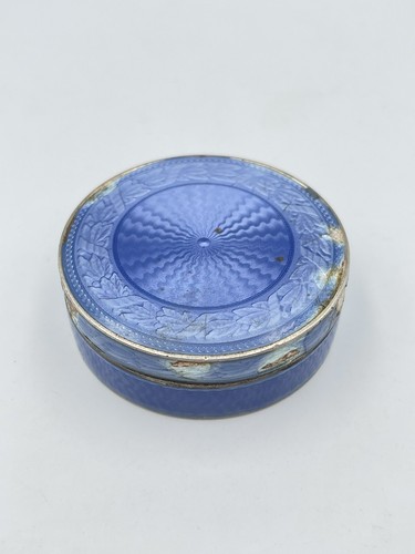 Round solid silver enamel - enamel, box