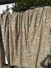 William Morris Curtains, Lodden, Vintage Liberty of London, 69"Lx 72w green pink