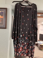 Unbranded Longline Tunic Long Sleeves Black Multicoloured